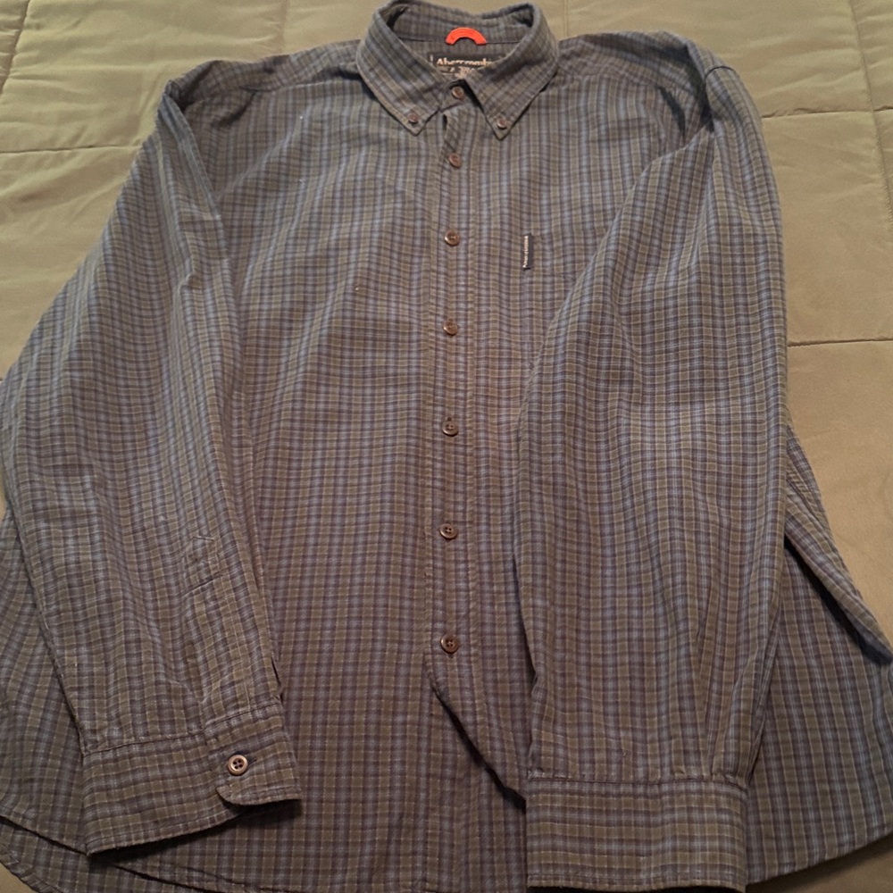 Abercrombie & Fitch Men's Navy Checkered Shirt
